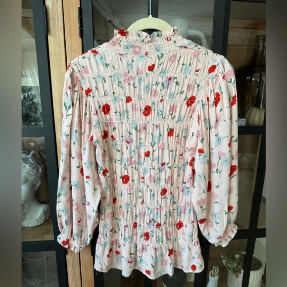 Samsøe Samsoe Sarami Garden Blouse top long sleeve high neck smock floral ruffle - Picture 4 of 10